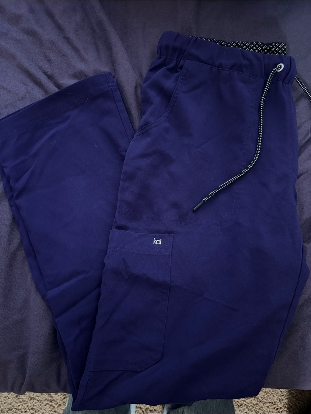 koi purple Drawstring straight Scrub Pants